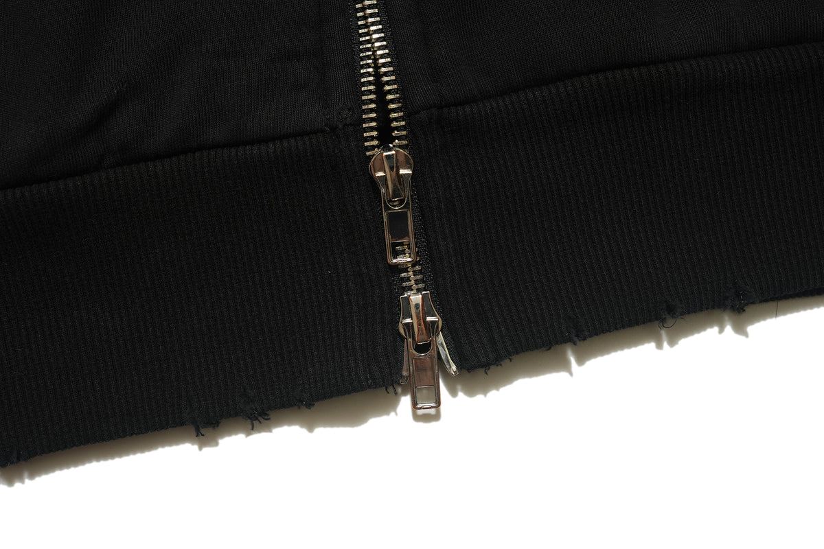 Rocker hoodie retro band pullover grunge gorpcore jumper in black