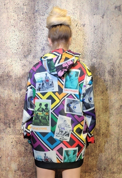 Retro hoodie Hollywood graffiti pullover 69 top in rainbow