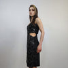 Sleeveless sequin dress cut-out gown open chest sundress embellished frock luxury going out sheath one size fancy dress blouse black