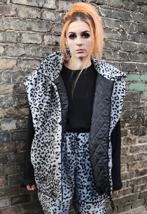 Leopard fleece bomber handmade animal 2 in 1 tie-dye jacket