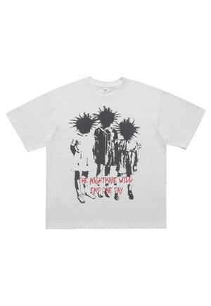 Punk cartoon t-shirt spiky hair tee retro grunge top black