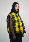 Tartan check varsity jacket yellow flame reversible bomber