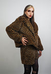 Arabic pattern trench coat brown cropped fleece rock jacket