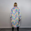 Faux fur long unicorn coat rainbow trench pastel raver bomber fluffy winter tie-dye fleece festival jacket burning man barbie coat pink blue