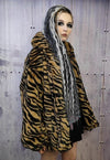 Zebra fleece jacket in brown animal print stripe bomber