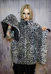 Leopard fleece hooded jacket handmade tie-dye fluffy bomber