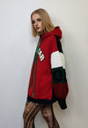 Knitted sleeves hoodie patchwork pullover color block jumper