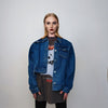 Asymmetric denim jacket reworked grunge jean bomber stitched raver coat unisex premium biker jacket skater top in blue