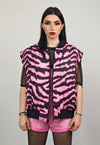 Striped varsity jacket pink zebra reversible 4in1 bomber