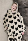 Heart fleece bomber handmade faux fur heart hood coat cream