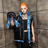 Paisley bomber handmade detachable bandanna puffer tie-dye jacket cashew print bomber two sided gradient jacket in blue