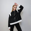 Formal varsity jacket going out bomber color block coat fancy dress jacket utility varsity Gothic coat 90s cyberpunk jacket in black