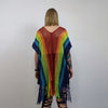 Rainbow mesh top Gay pride sweater rave poncho transparent jumper LGBT see-through blouse carnival sweatshirt crochet t-shirt in multi