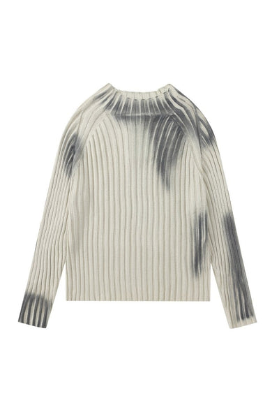 Tie-dye sweater oil wash jumper knit striped retro top black