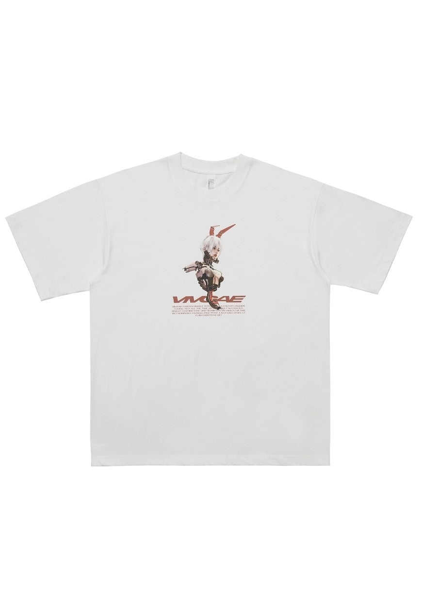 Cyborg girl t-shirt bionic tee retro cyberpunk top in brown