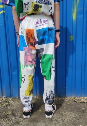 Pride joggers LGBT support Gay pants love overalls white