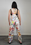 Psychedelic graffiti dungarees cartoon print denim overalls