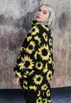 Sunflower fleece bomber handmade daisy floral outdoor jacket