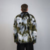 Short jacquard fur jacket green shaggy mink coat fuzzy going out military bomber party fleece fancy dress fluffy peacoat army camo overcoat