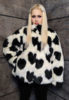 Faux fur heart jacket fluffy grunge fleece love bomber white