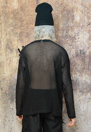 Mesh sweatshirt transparent top see-through punk jumper