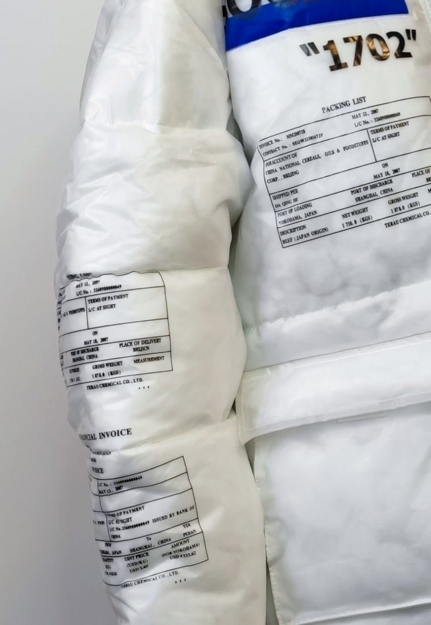 Transparent puffer jacket see-through padded bomber in white