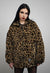 Animal print fleece jacket brown leopard coat zip up cheetah