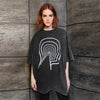 Psychedelic t-shirt mushroom print top retro raver tee party jumper festival pullover in acid grey