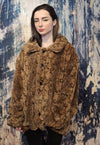 Python fleece jacket faux fur snake aviator bomber in brown