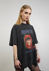 Mouth print t-shirt red lipstick tee vintage wash top grey