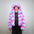 Rainbow faux fur coat crop striped trench festival zigzag jacket furry overcoat carnival bomber party peacoat psycho wide rave fleece pink