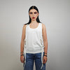 Lace up tank top cut out sleeveless t-shirt sexy body hugging tee fancy dress jumper luxury low cut going out surfer vest white