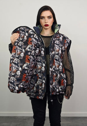 Punk bomber reversible Goth jacket detachable horror puffer