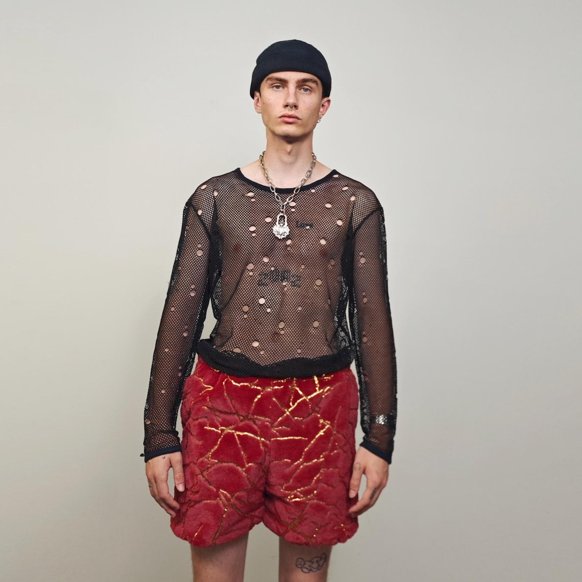 Cropped going out coat red gold glitter trench shiny embellished fleece jacket detachable sleeves handmade party overcoat festival set