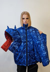 Thunder bomber reversible rave jacket detachable puffer blue