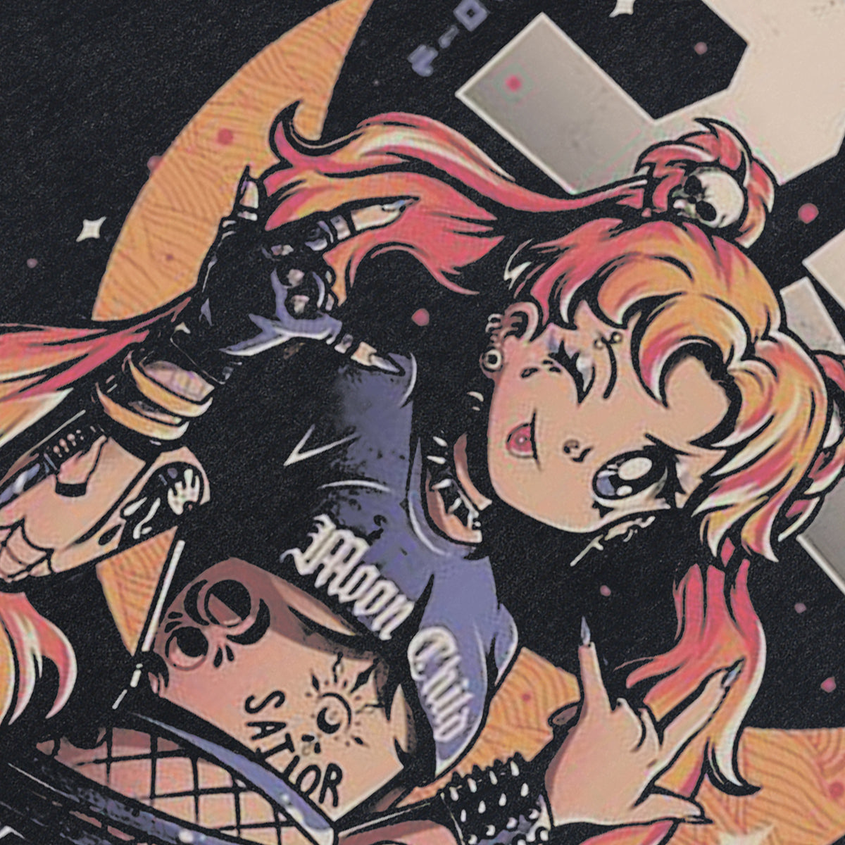 Anime girl sleeveless t-shirt vintage Japanese vest retro Manga tank top in acid wash black