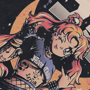 Anime girl sleeveless t-shirt vintage Japanese vest retro Manga tank top in acid wash black