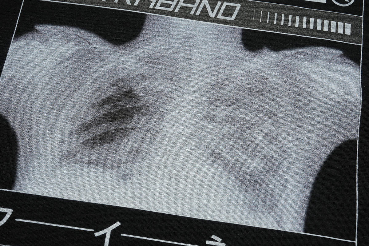 X-ray t-shirt bones print top grunge gothic tee in black