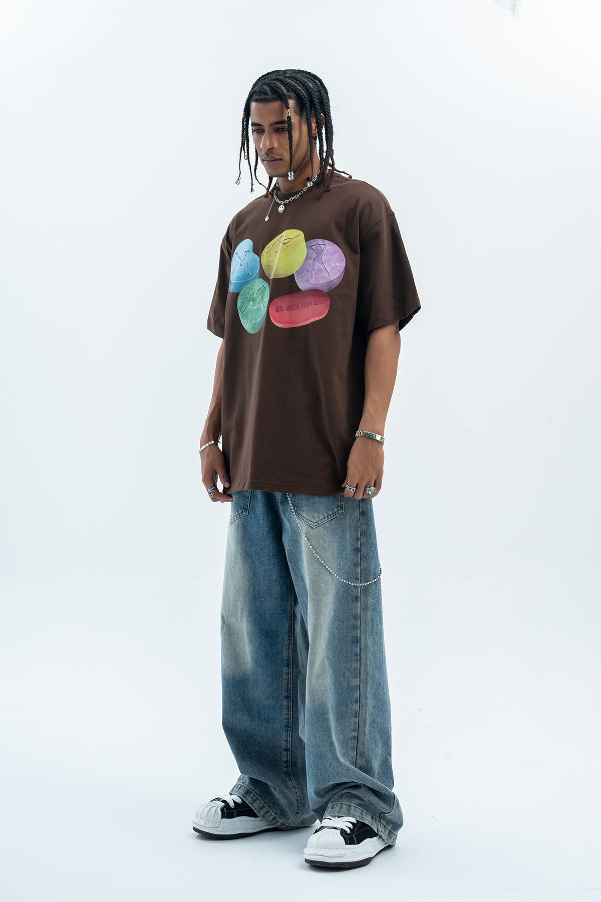 Psychedelic t-shirt graffiti top raver tee grunge jumper in black