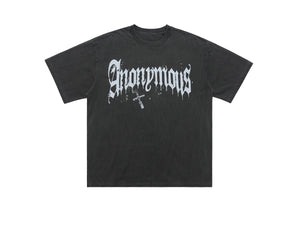 Anonymous t-shirt slogan top cross print tee in grey