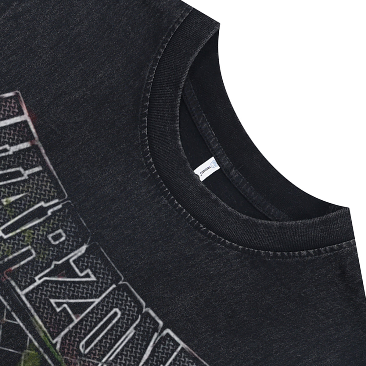 Hockey helmet sleeveless t-shirt baseball surfer vest American sports tank top in acid wash black