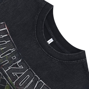 Hockey helmet sleeveless t-shirt baseball surfer vest American sports tank top in acid wash black