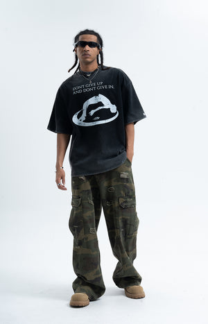 Cyberpunk t-shirt psychedelic print top raver tee in black