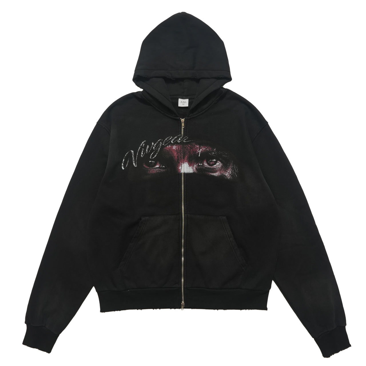 Retro hip-hop hoodie gorpcore pullover grunge rapper jumper gangster top in black