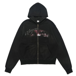 Retro hip-hop hoodie gorpcore pullover grunge rapper jumper gangster top in black