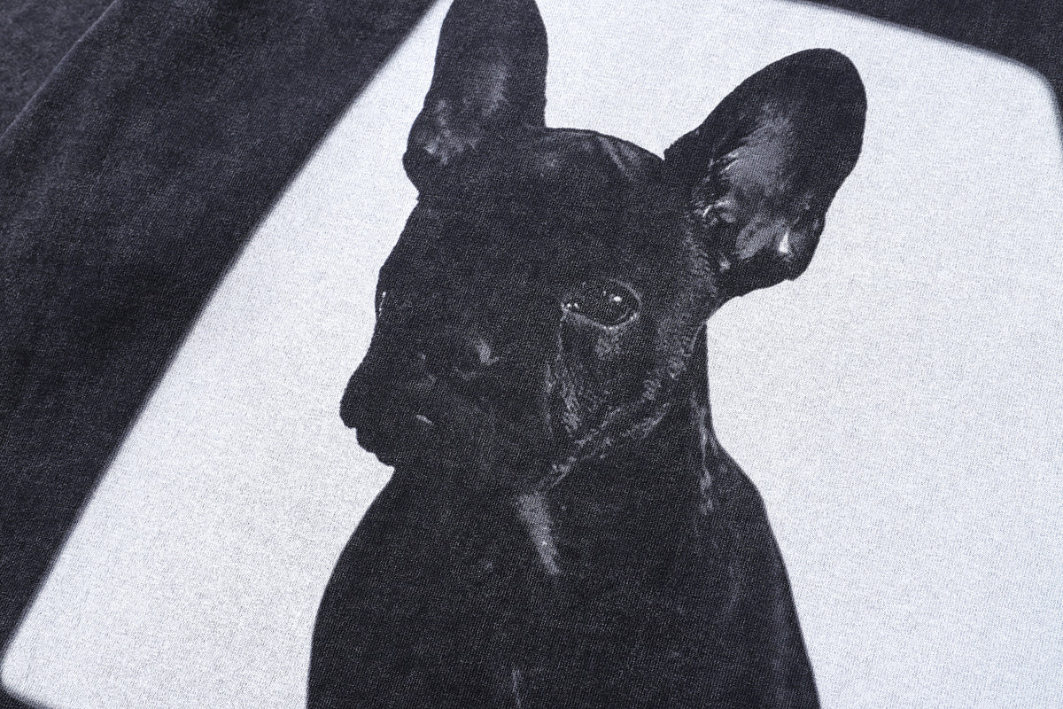 French bulldog t-shirt dog print tee retro poster top in vintage grey
