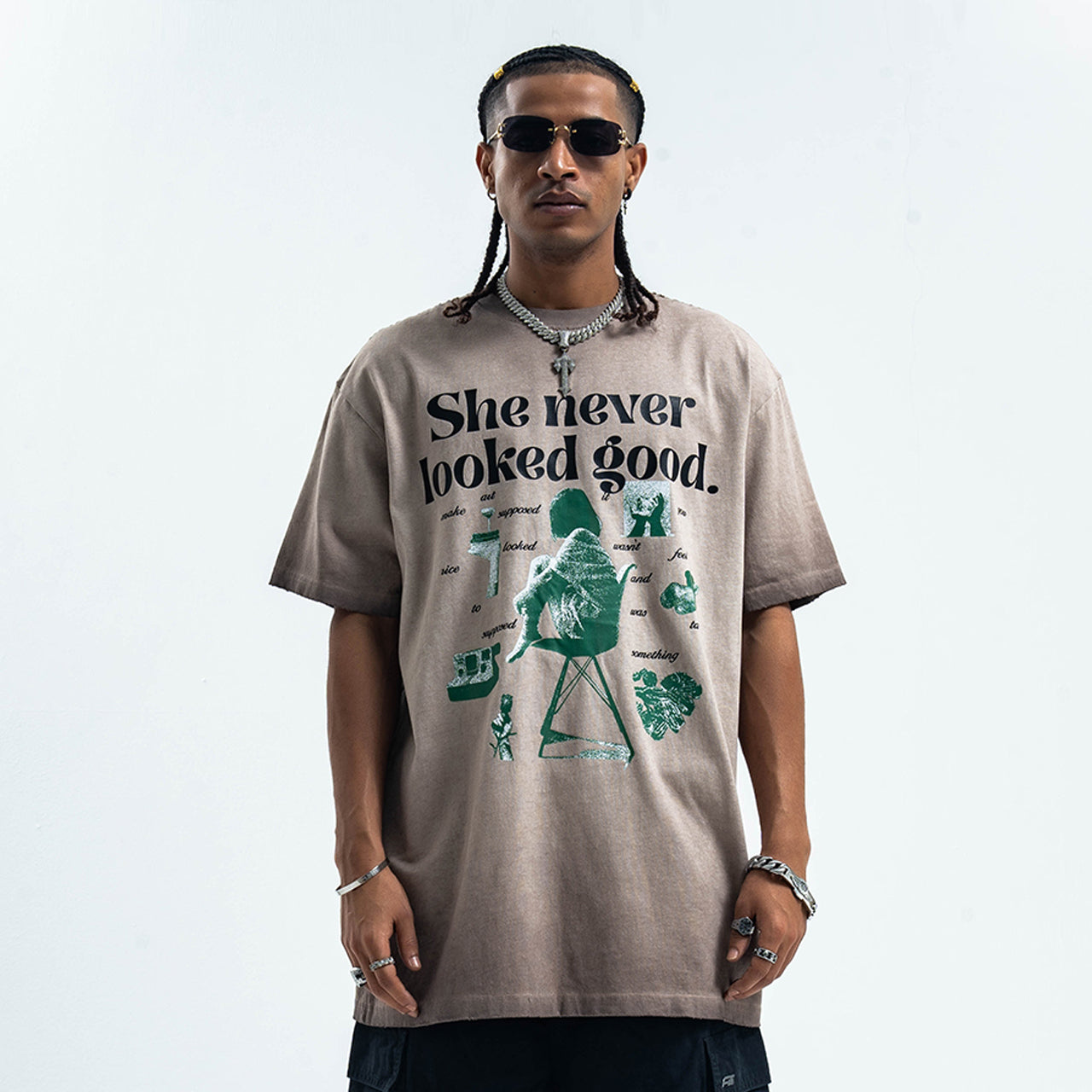 Teenager struggles t-shirt coming out of age top retro poster tee cream