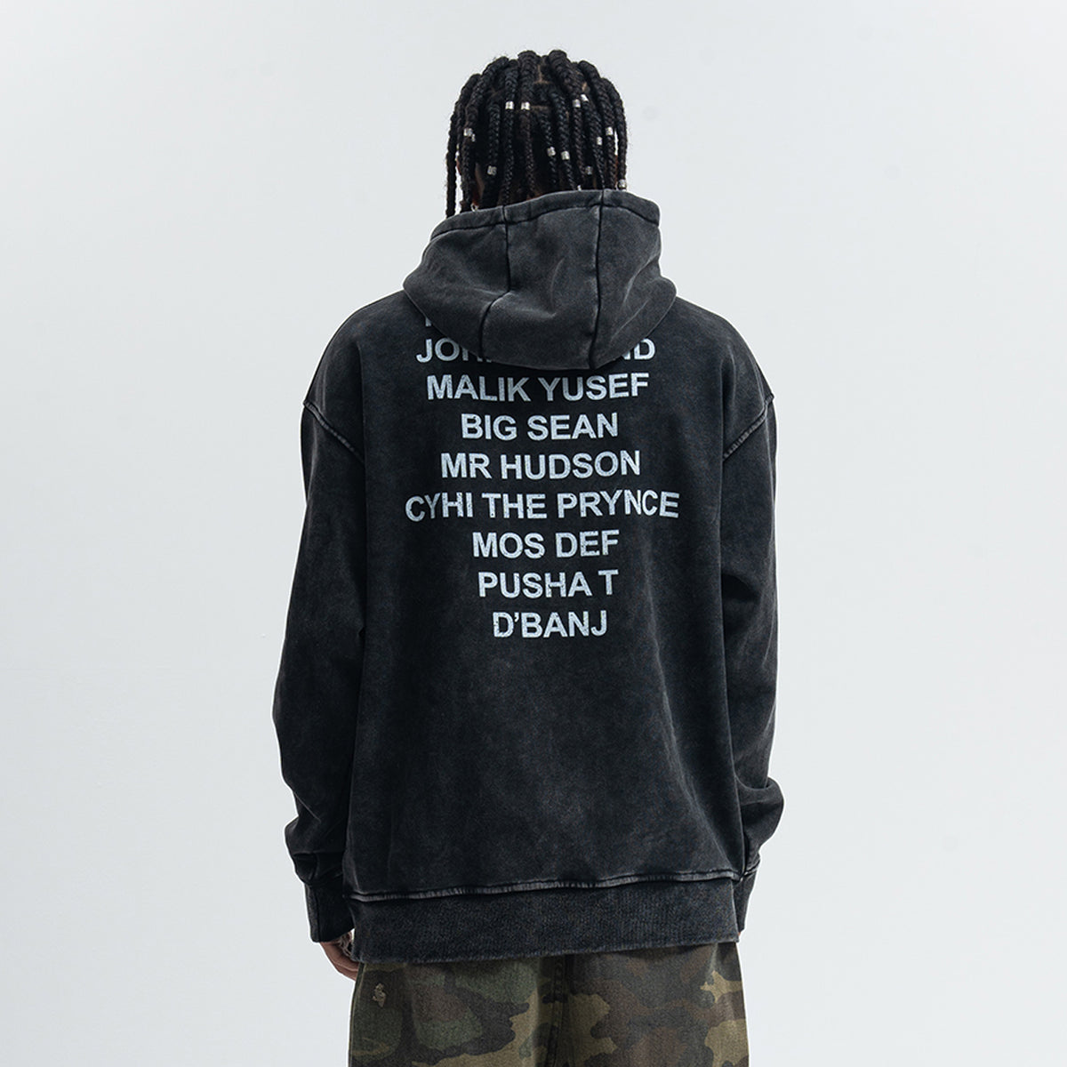 Beast slogan hoodie vintage wash pullover retro hip-hop jumper in acid grey