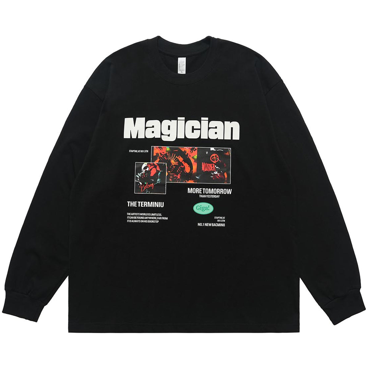 Magician slogan jumper long sleeve singer t-shirt rocker top in white
