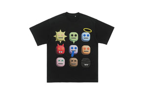 Emoji t-shirt robot tee psychedelic cartoon jumper in black